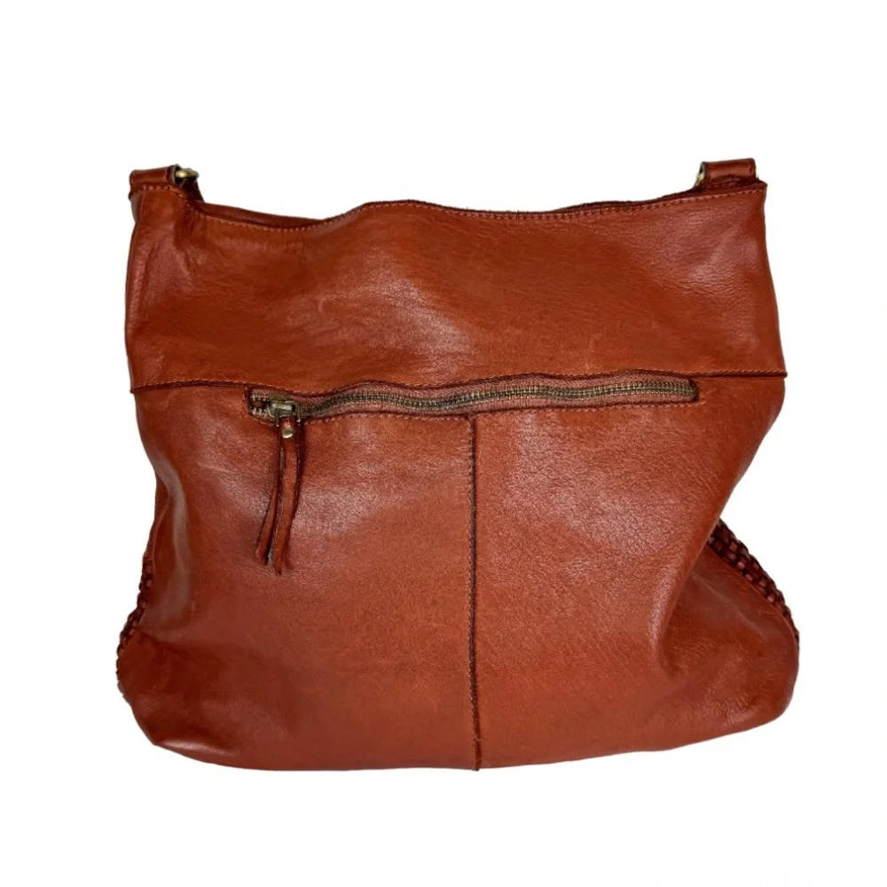 Marta Ponti Leather Woven Hobo Bag Made in Portugal Brown Slouchy